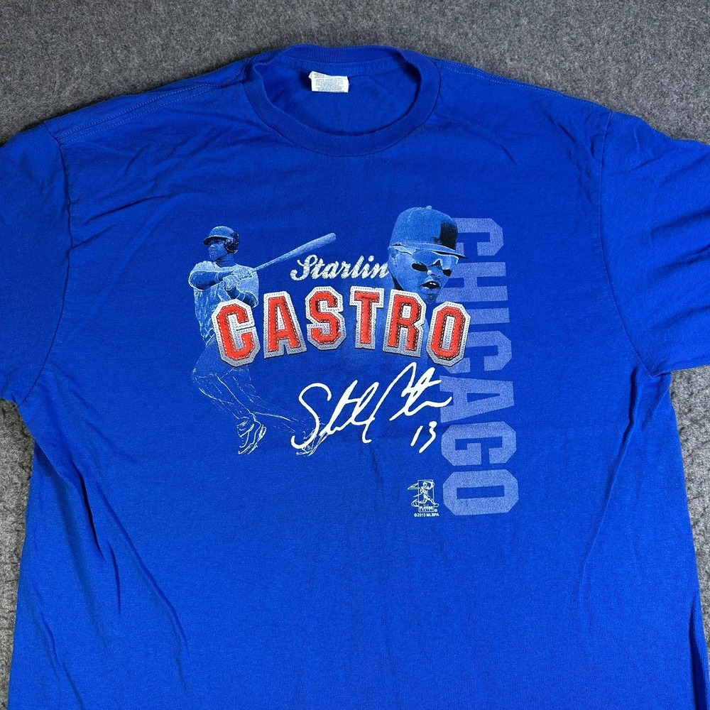 Delta Pro Weight Starlin Castro Chicago MLBPA Graphic T-Shirt Mens Large Blue - Picture 7 of 8